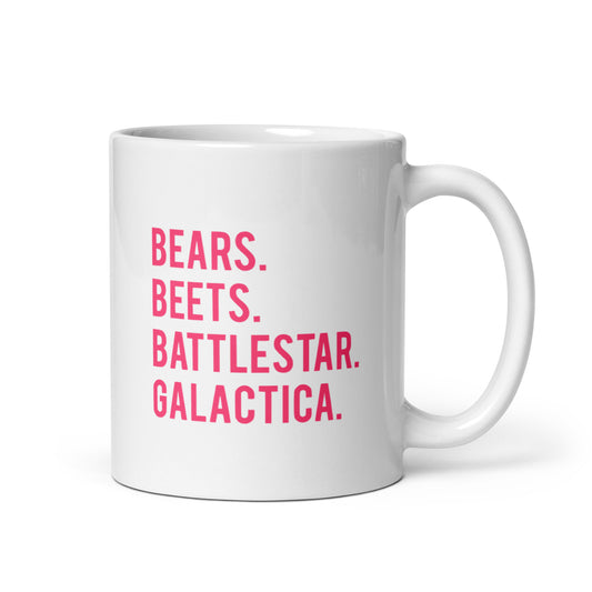 Bear. Beets. Battlestar White Glossy Mug Looper Tees